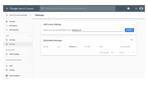 Google Search Console sitemap submission